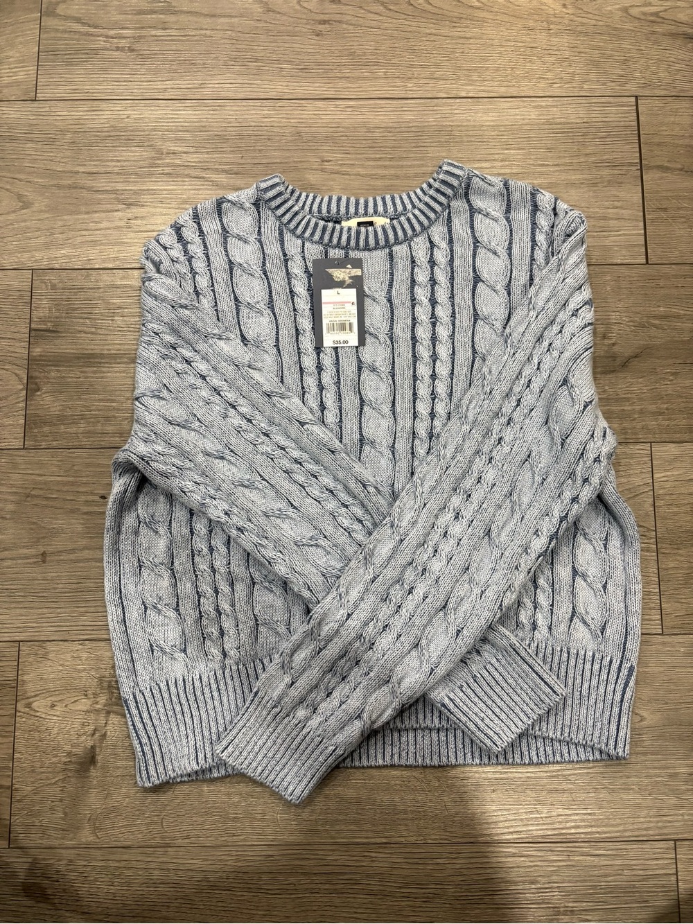 Target Women's Cable Knit Crewneck Sweater - Light Blue